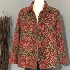 CJ Banks Red & Green Brocade Lightweight Jackets