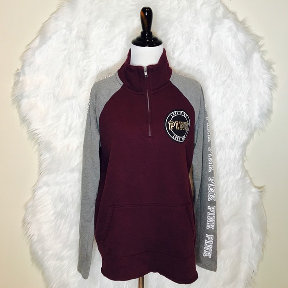 PINK Victoria's Secret Sweaters - Victoria's Secret LOVE PINK Half Zip Sweatshirt