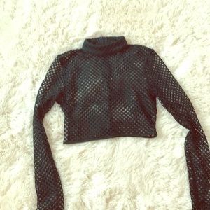Dark Green Mesh Crop Top