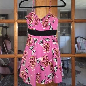 BOGO50%: Floral pink spaghetti strap mini dress