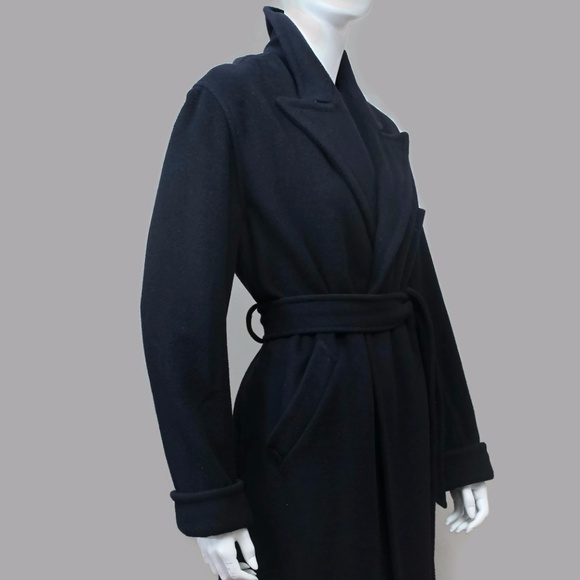 RALPH LAUREN PURPLE LABEL NAVY CASHMERE WRAP COAT - Picture 4 of 8