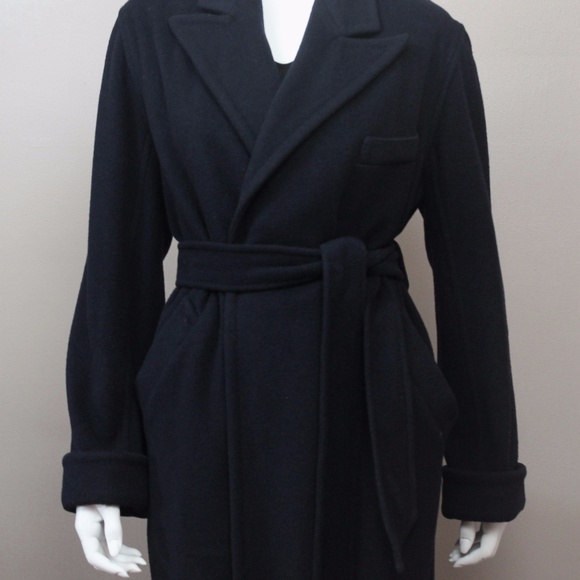RALPH LAUREN PURPLE LABEL NAVY CASHMERE WRAP COAT - Picture 2 of 8