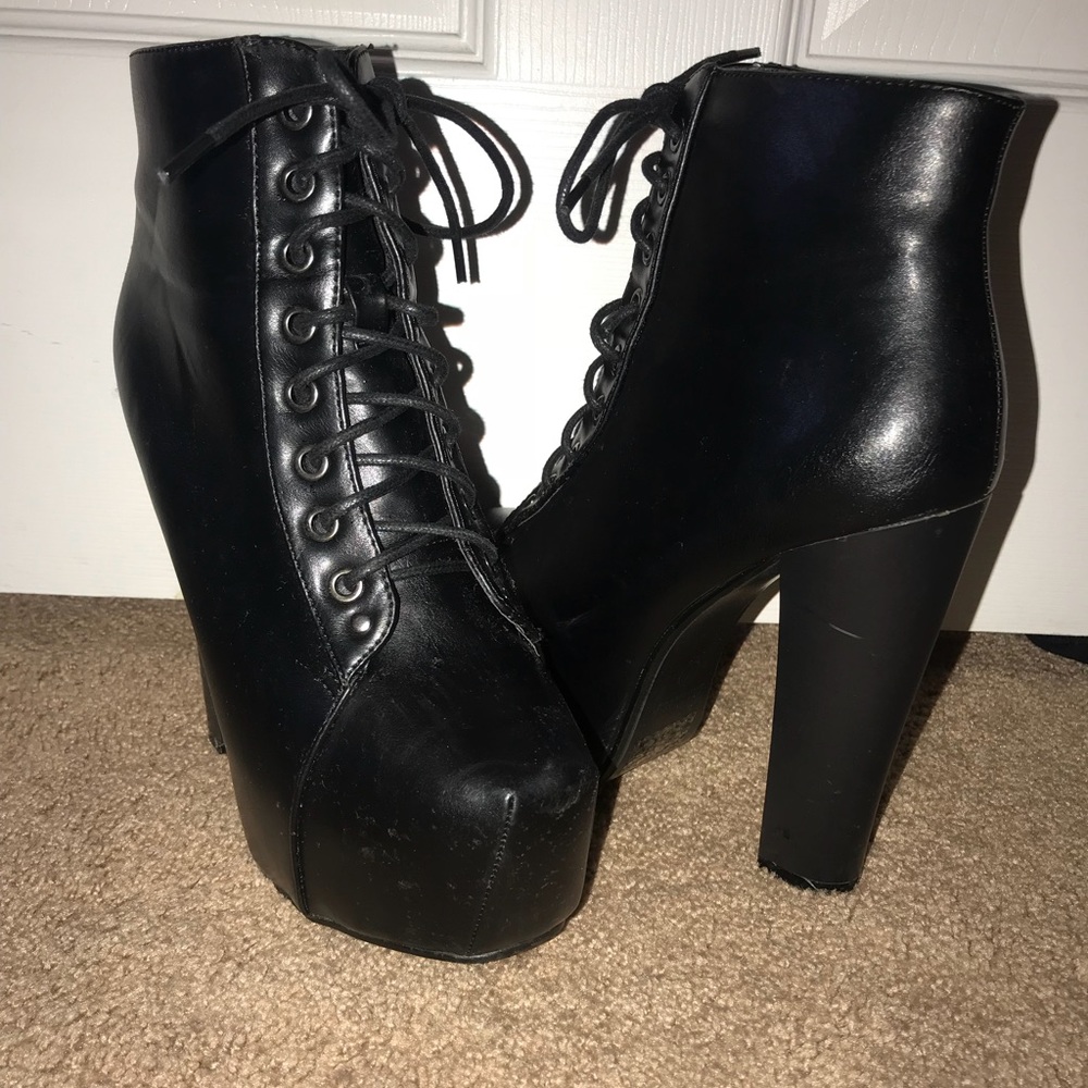 Black lace up booties