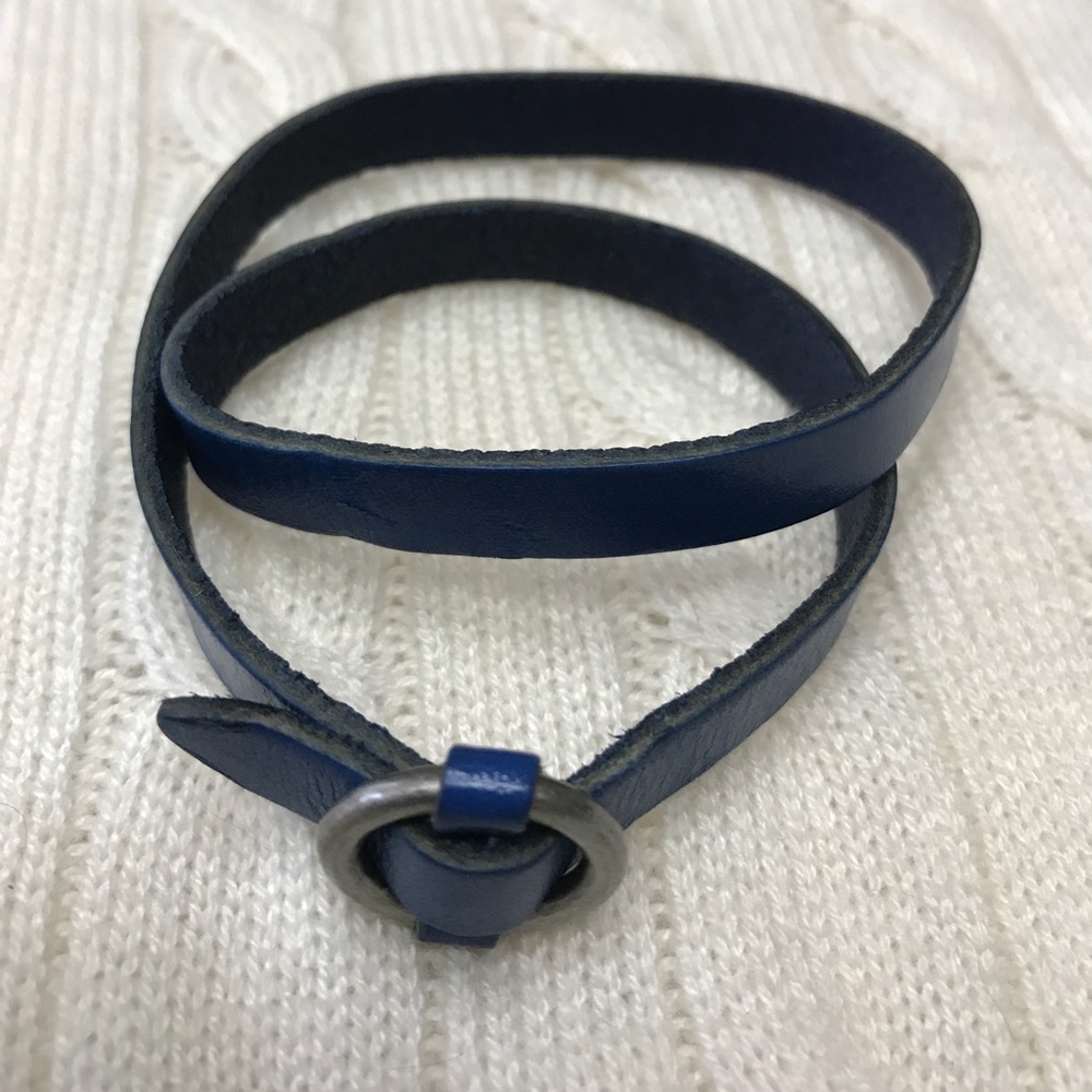 Lands' End blue leather wrap bracelet