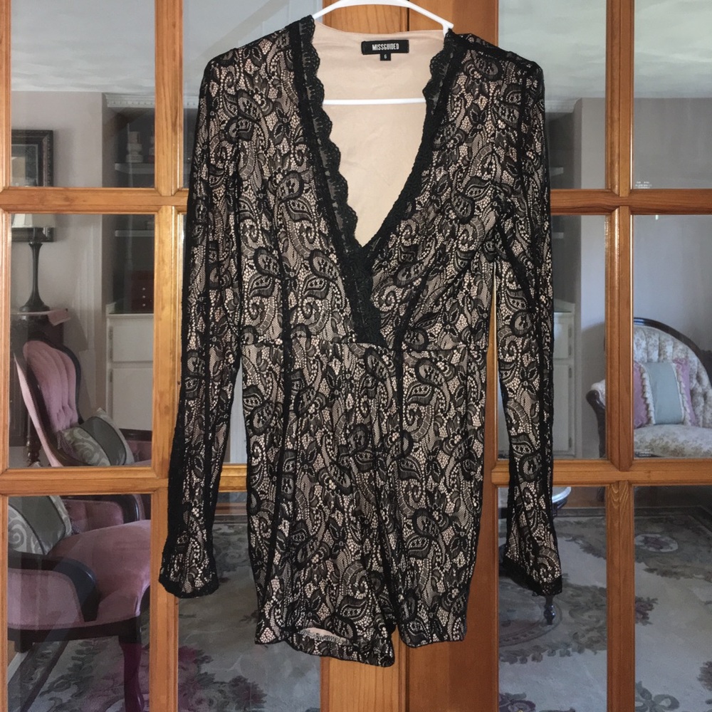 BOGO50%: Missguided lace romper with shoulder pads