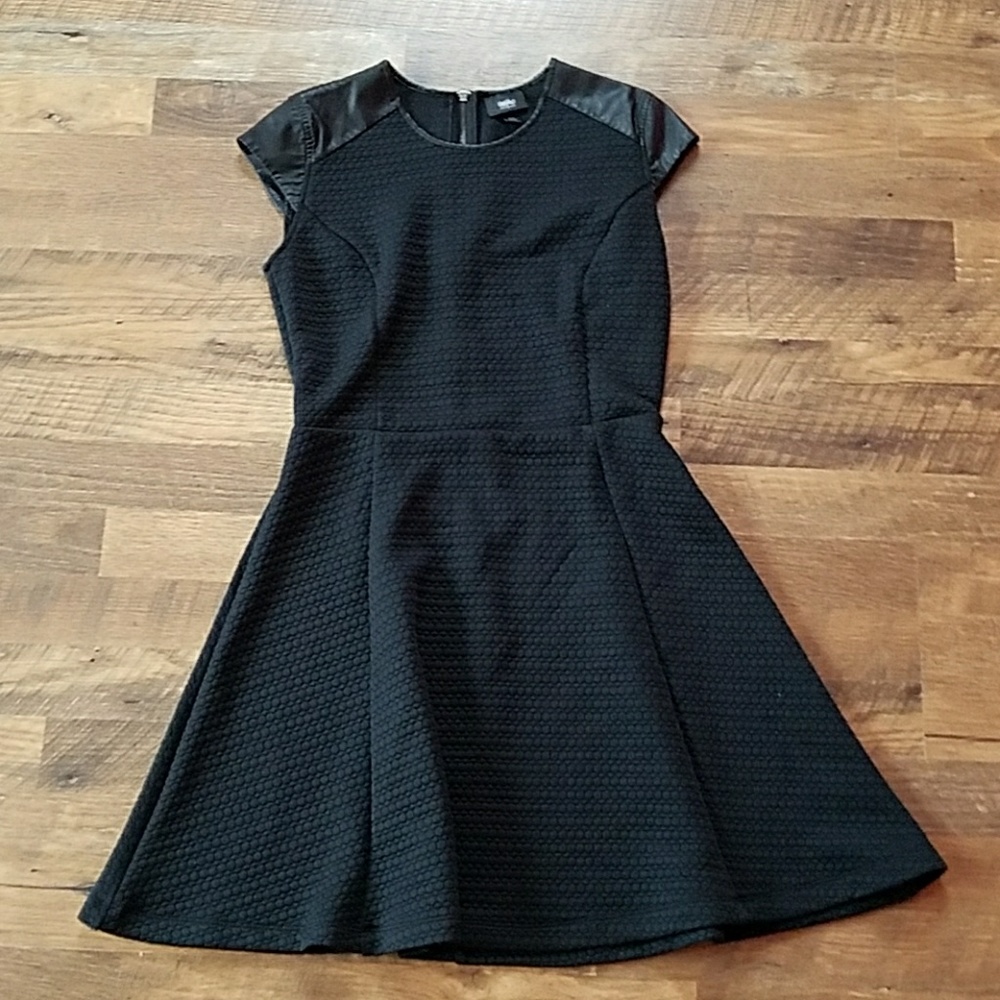 Black dress with pleather shoulder