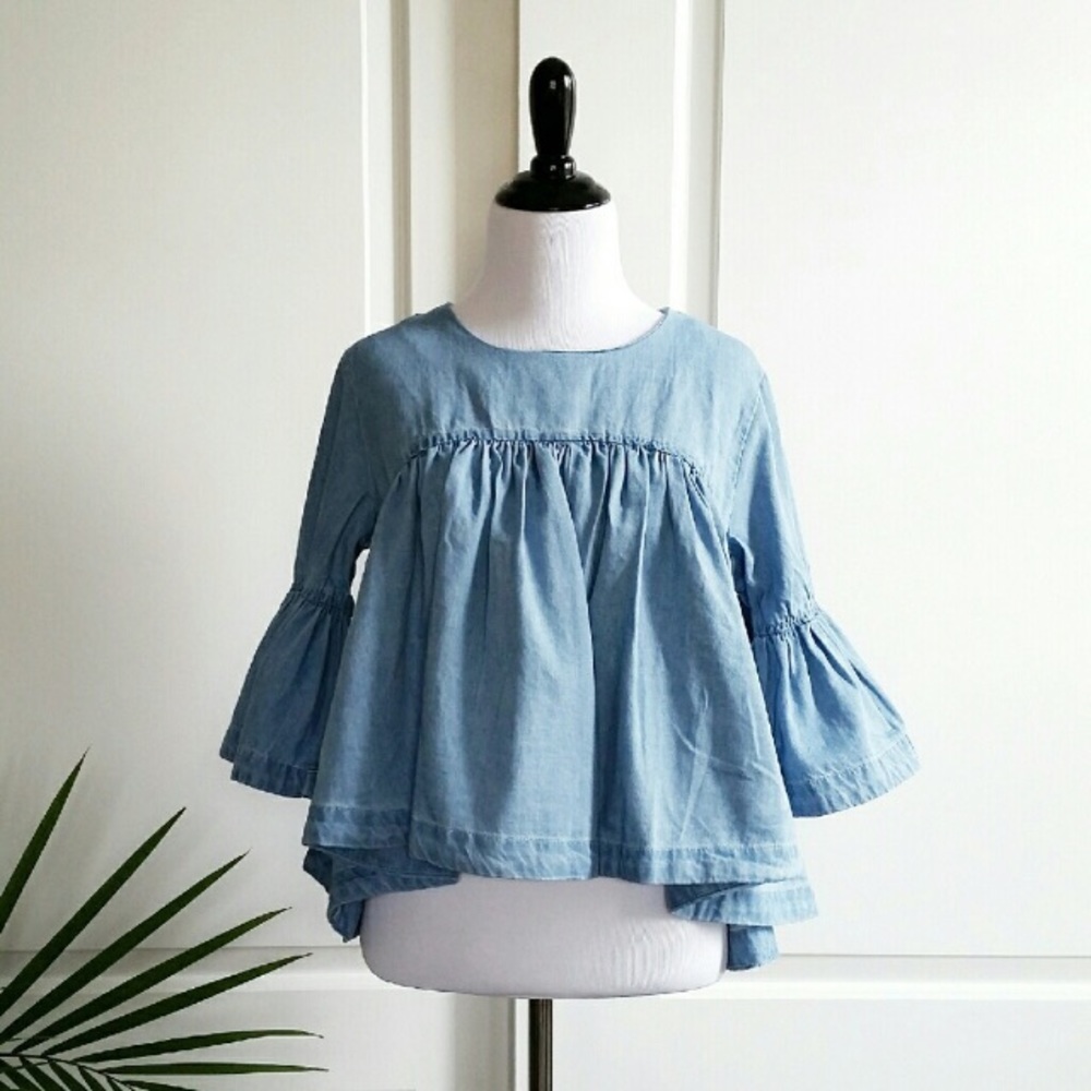 NWOT Denim Babydoll Top