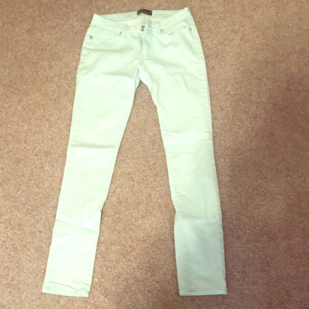 Mint colored skinny jeans