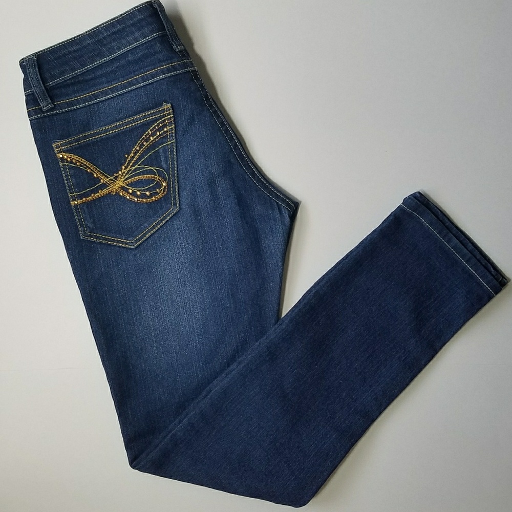 Embroidered blue jeans