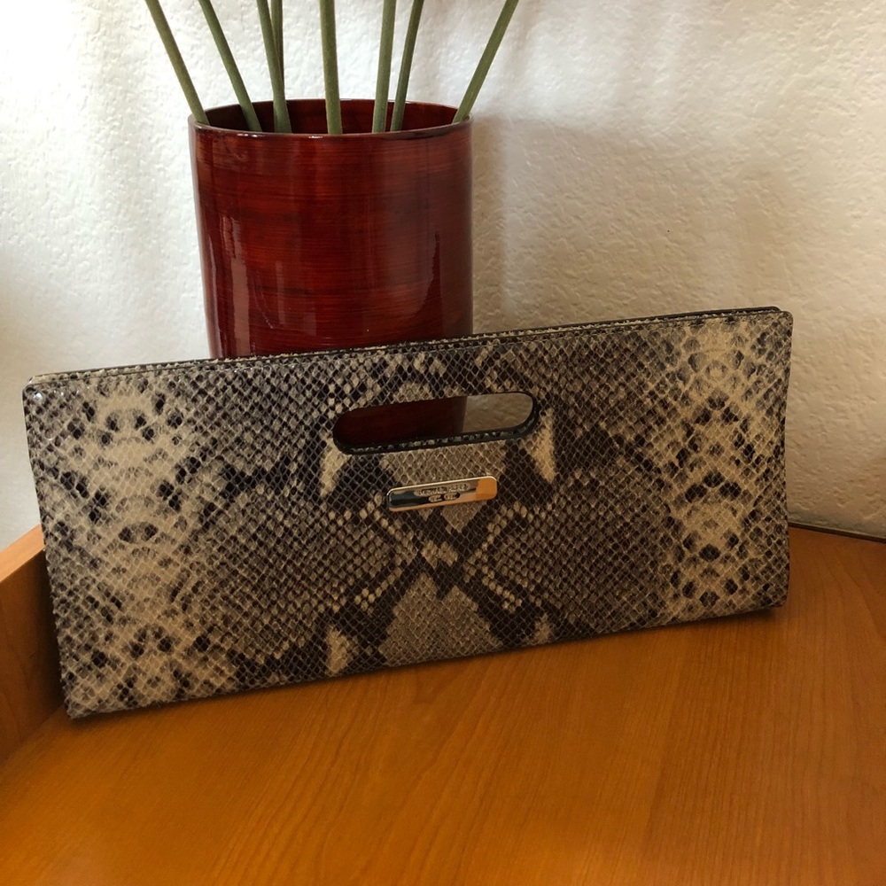 Michael Kors snakeskin clutch 13x6