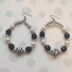 Large Black & White Zebra Print Earrings