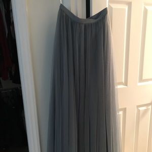 Dusty blue long tulle skirt