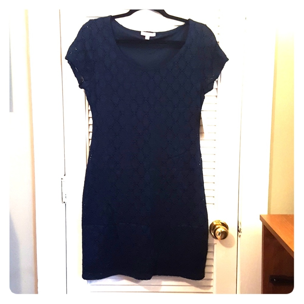 Navy blue Isaac Mizrahi knee-length eyelet dress