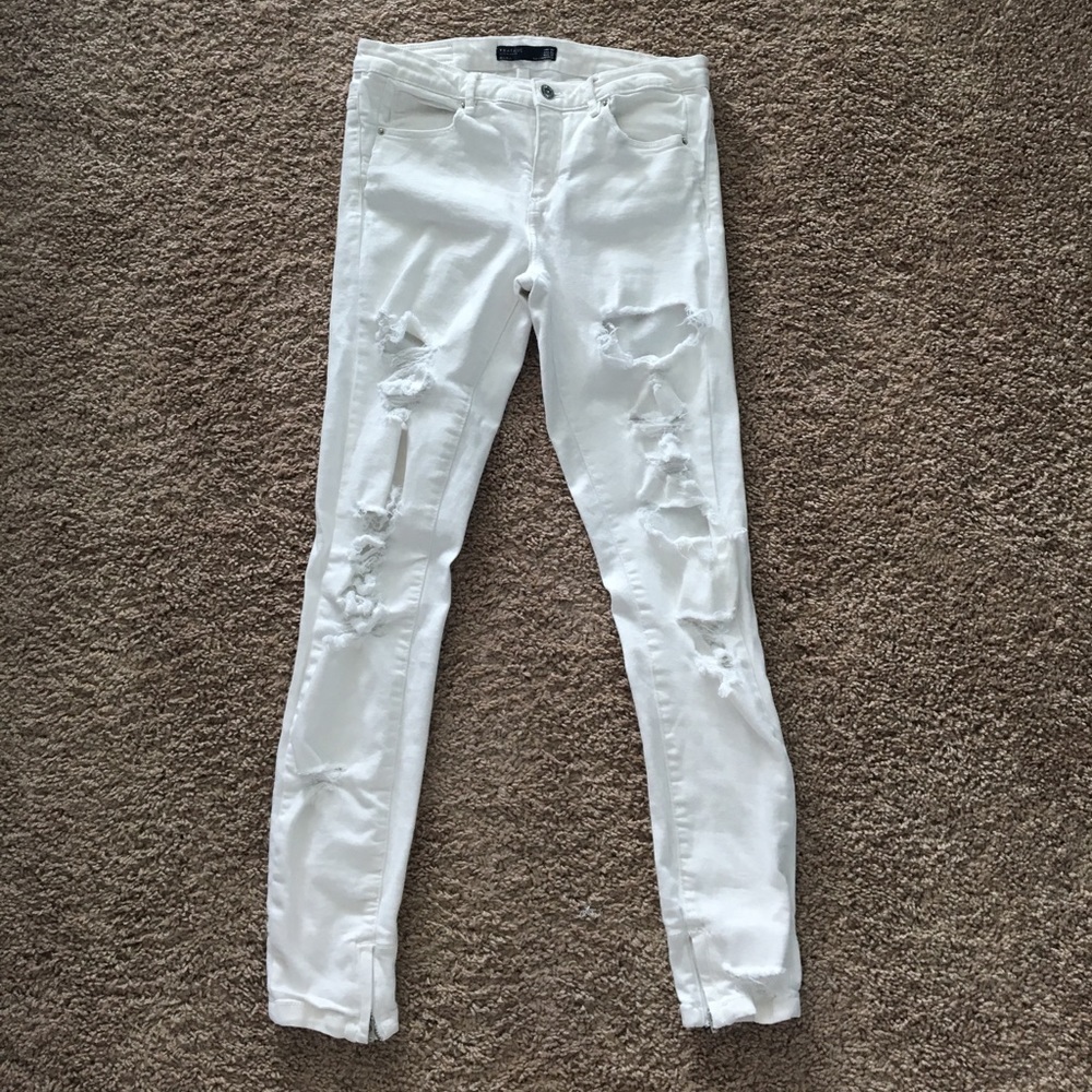 Zara white distressed jeans