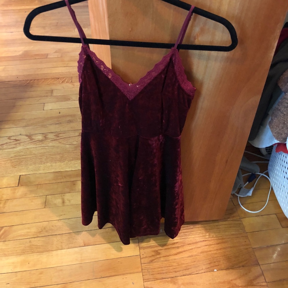 Burgundy velvet dress