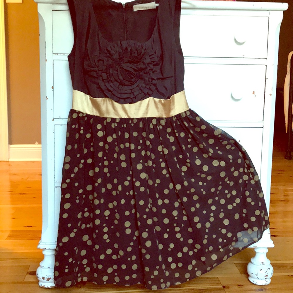 Anthropologie Black and Gold Dress