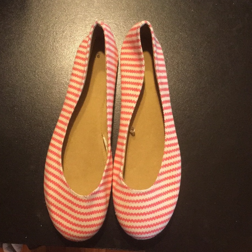 Pink and white striped flats