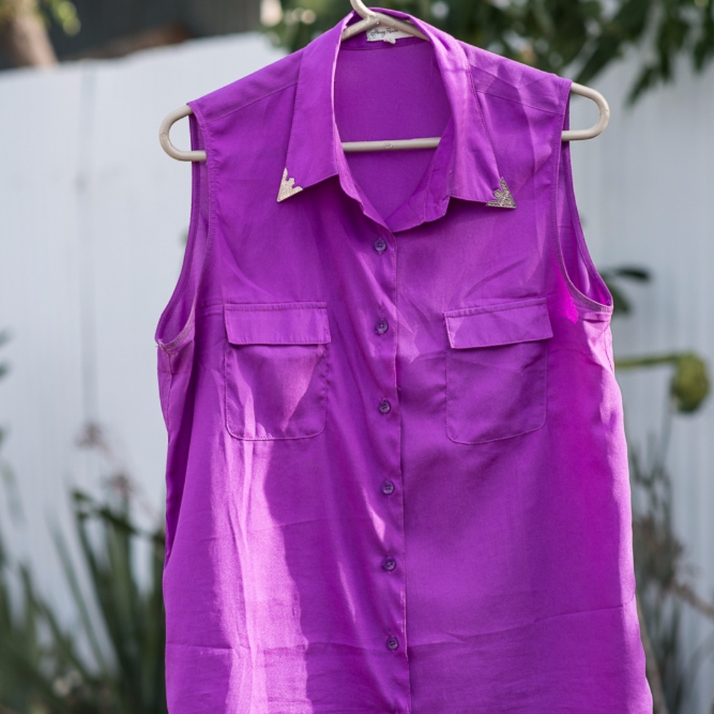 Purple  sleeveless blouse