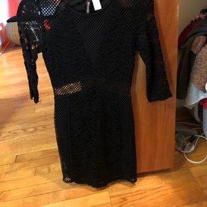 Black lace and mesh dress