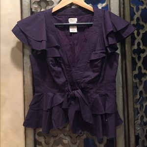 Anthropologie Elevenses eggplant wrap top