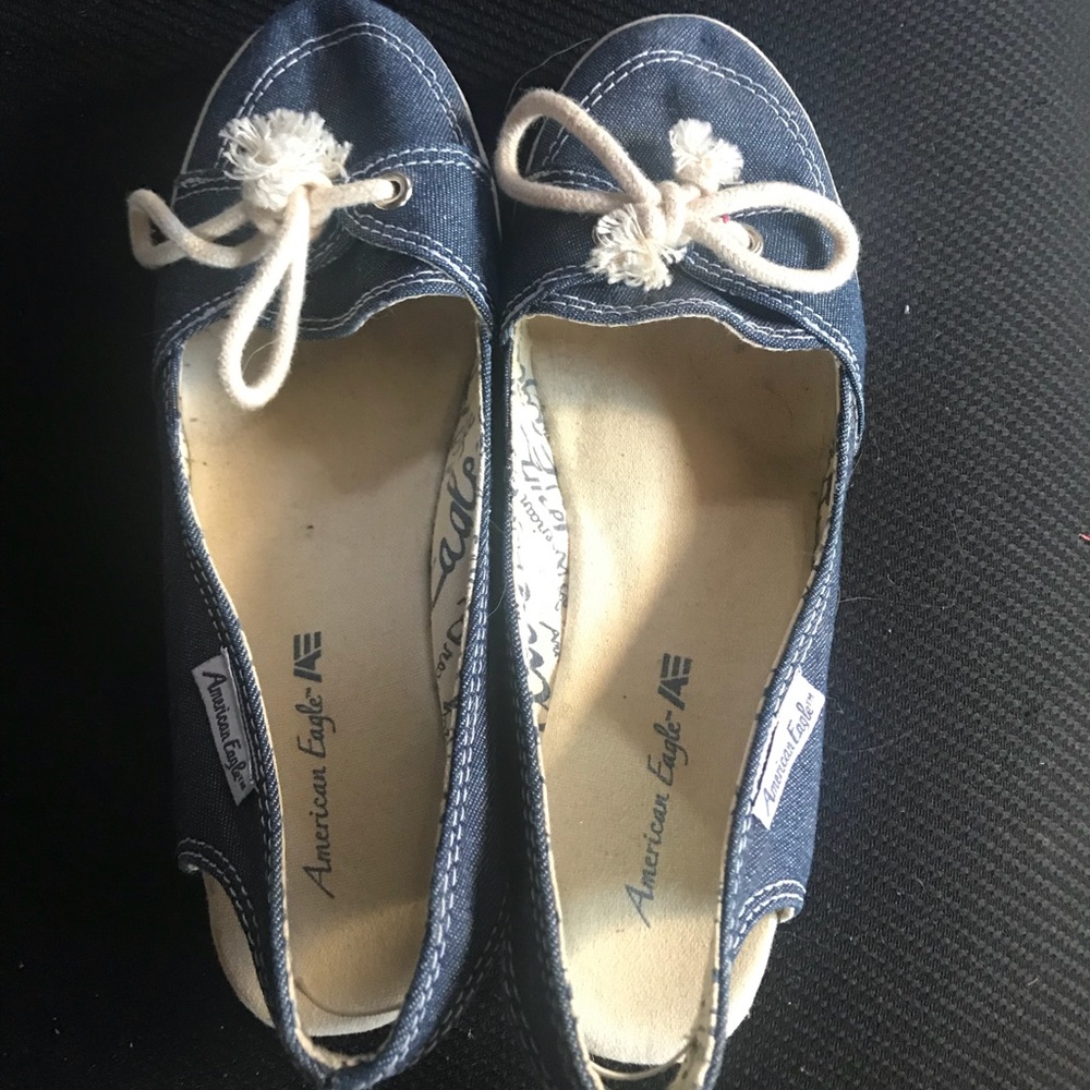 Blue Denim American Eagle Wedges