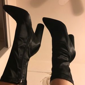 Black satin boots brand new