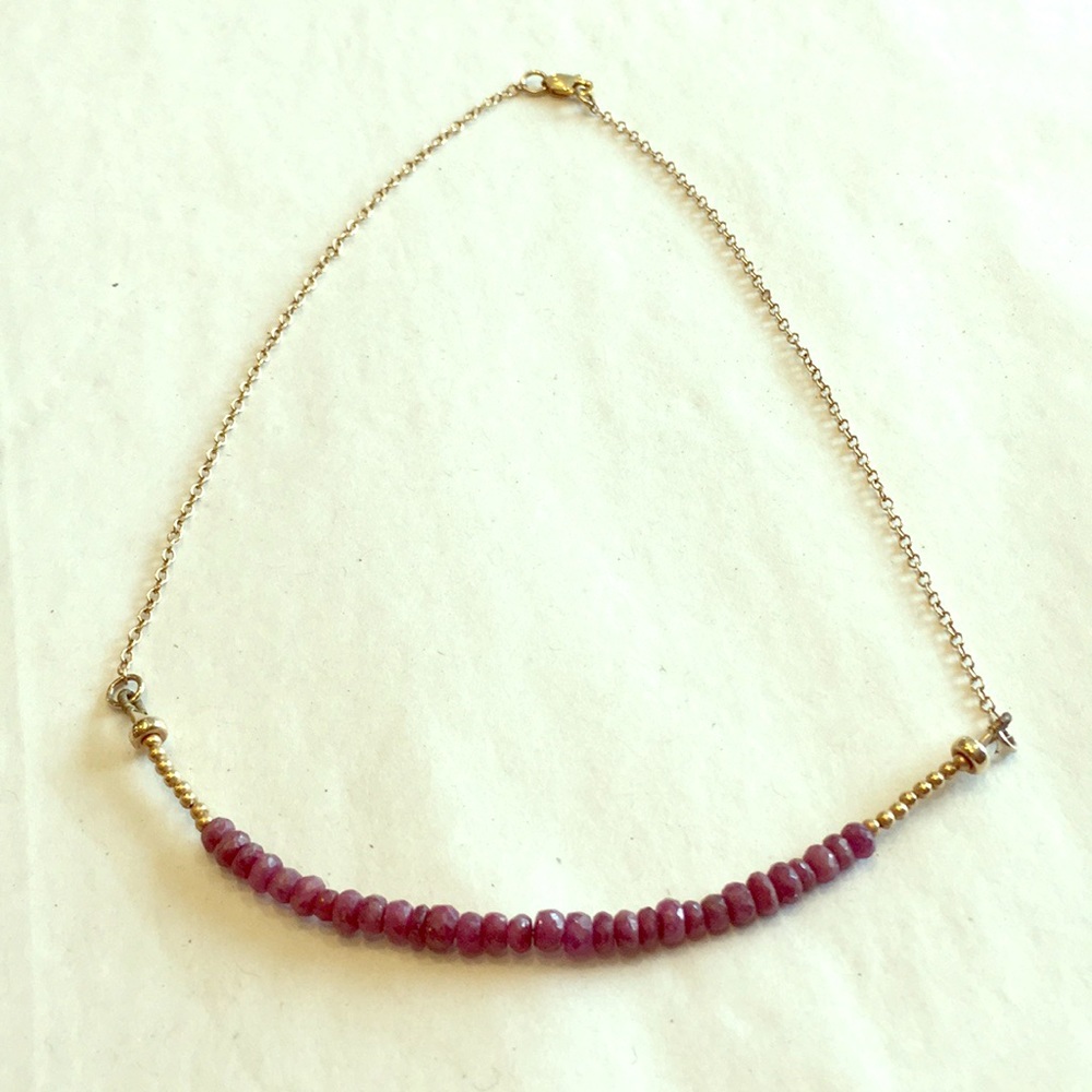 Ruby necklace with 14K gold chain