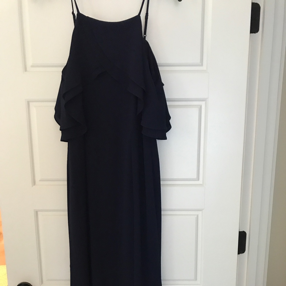 New London Times navy blue dress 3/4 length