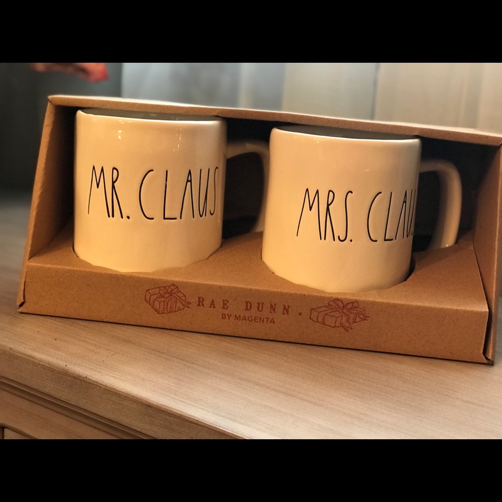 Rae Dunn Mr. Mrs. Claus Christmas mugs/cups