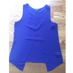 Express - Blue blouse with slit in back