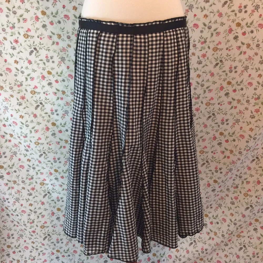 SOLD Gingham Skirt 12 Black White Checker Dancing