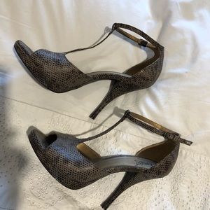 Faux snakeskin heels
