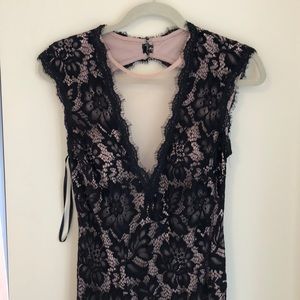 Aqua Black Lace Gown