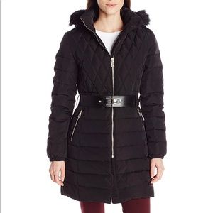 Women's down belted coat with removable