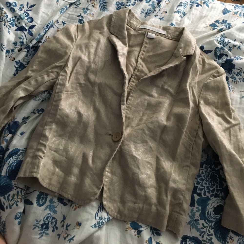 3/4 tan linen blazer