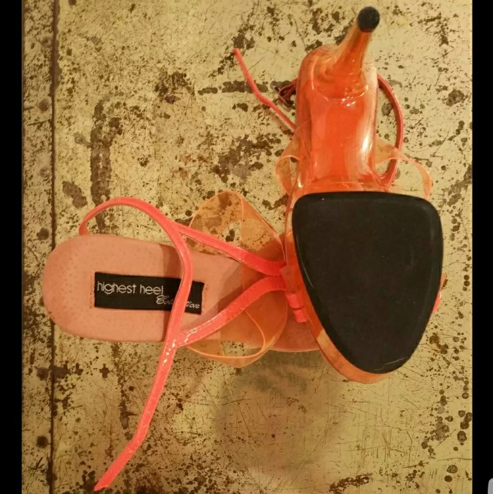 Neon Orange 5 inch heels,  sz 9 NWOT