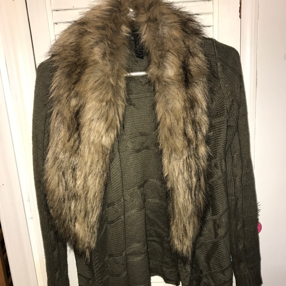 INC Faux Fur Sweater