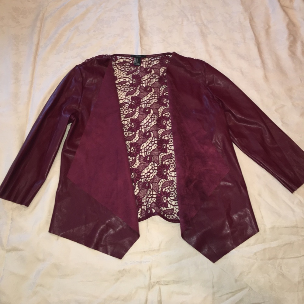 Maroon faux leather/suede jacket