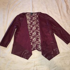 Maroon faux leather/suede jacket