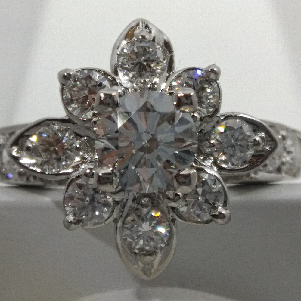 Vintage 14kt White Gold Diamond Engagement Ring