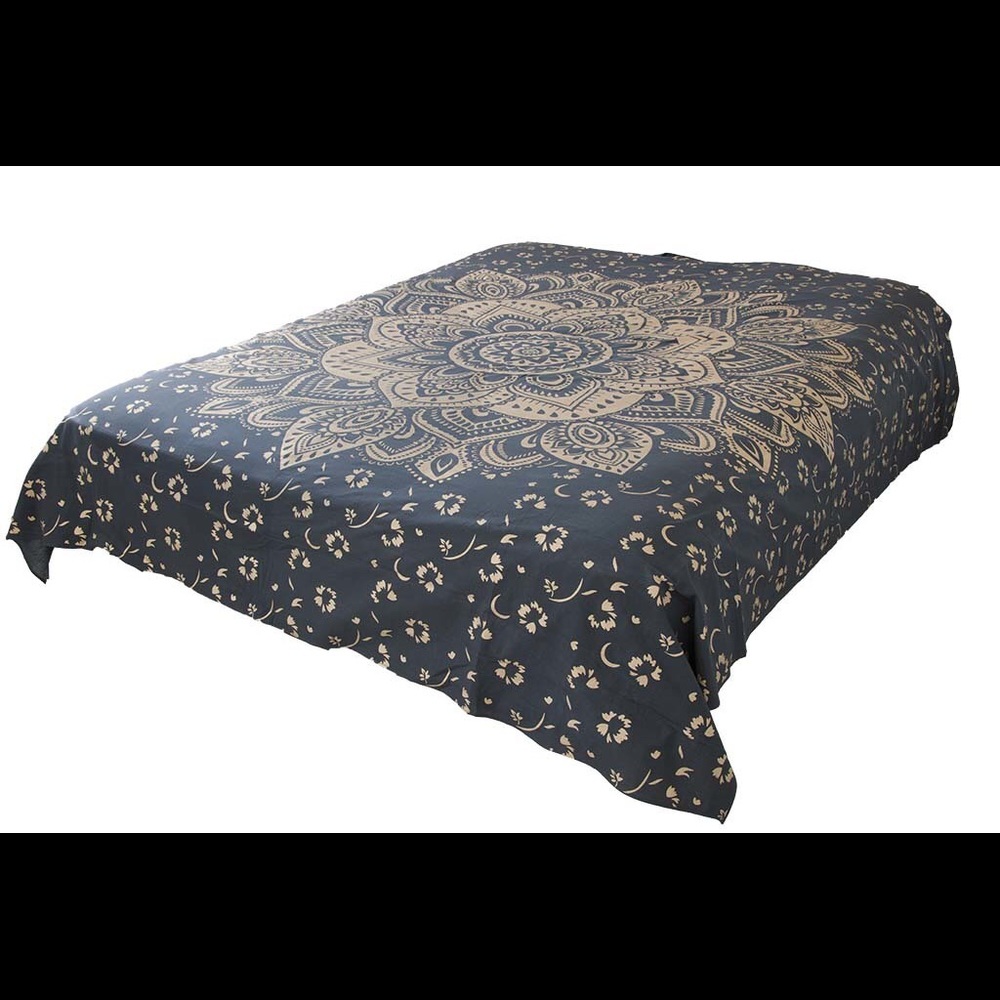 Queen Hippie Golden Black Lotus Mandala Bohemian