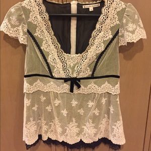 Nanette Lepore lace babydoll blouse anthropologie