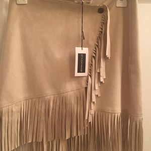 Victoria Sophia Suede Fringe Skirt