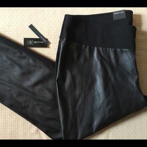 INC Black Faux Leather Leggings Pants New $70