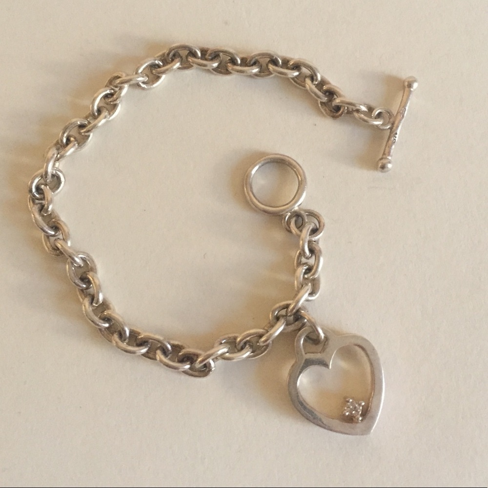 Sterling Silver & White Diamond Charm Bracelet