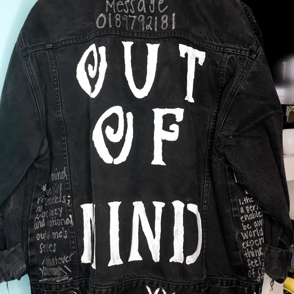 Customized black denim jacket