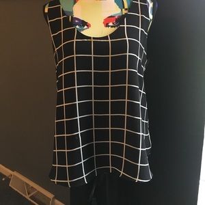 Black and white plaid tank top