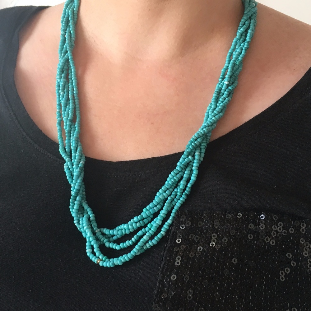 Old Navy Turquoise Beaded Wrapped Strands Necklace