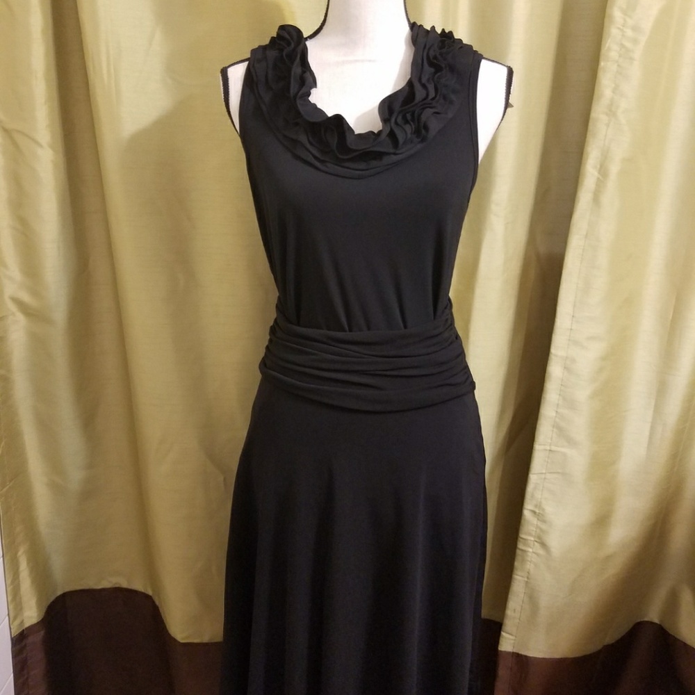 BLACK RUFFLED TOP  BLOUSE - Picture 5 of 6
