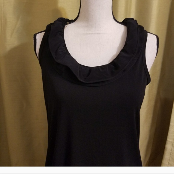 BLACK RUFFLED TOP  BLOUSE - Picture 2 of 6